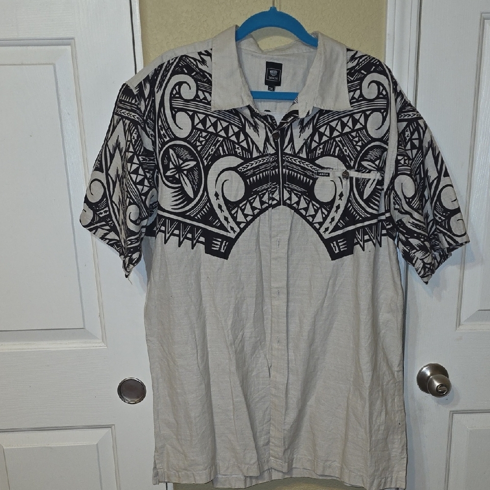 Men's Tanoa Black and White Patterned Shirt